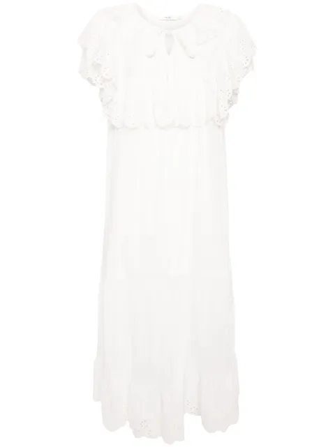 b+ab broderie-anglaise cotton midi dress White 4U245AI