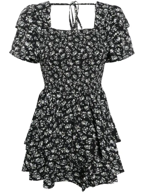 b+ab floral-print ruffled minidress Black 4U249BI