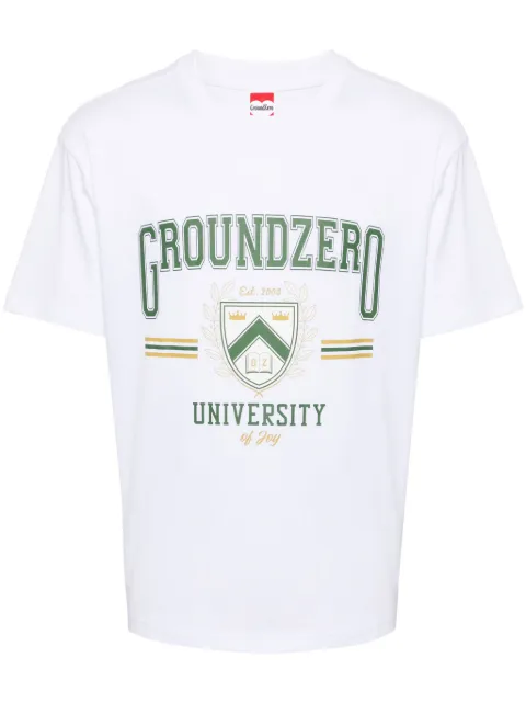 Ground Zero University logo-print cotton T-shirt White GZOTEAM003660
