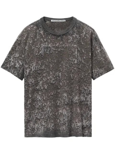 Alexander Wang embossed-logo paint-splatter T-shirt Grey UCC3241702