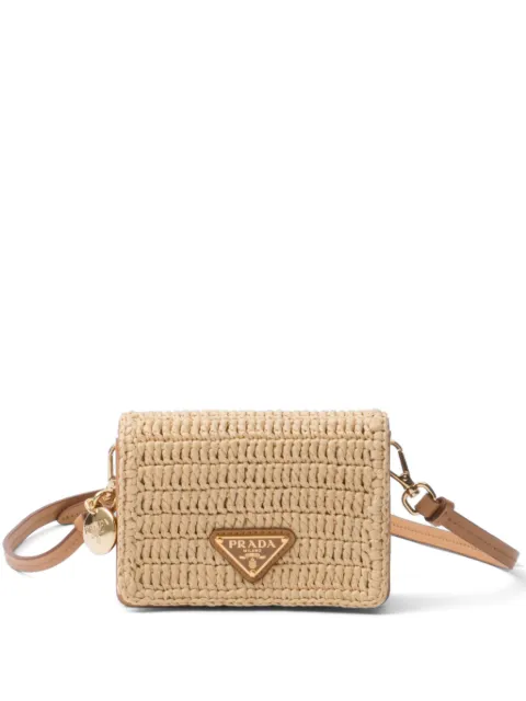 Prada triangle-logo raffia cardholder Neutrals 1MR0242CYC