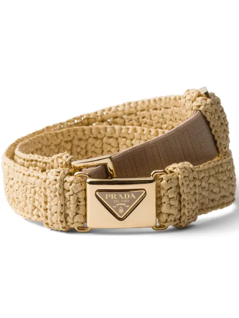 Prada enamel-logo raffia belt Neutrals 1CM2652C2T