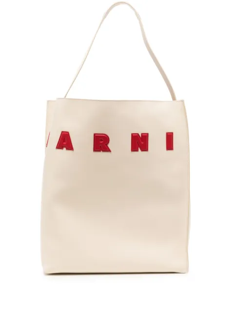 Marni small Museo leather tote bag White SHMQ0070U0P6483