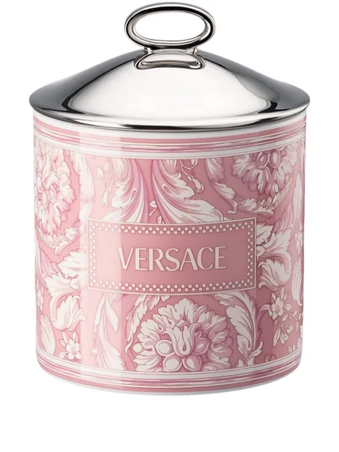 Versace Barocco logo-print candle Pink 81463340376824876