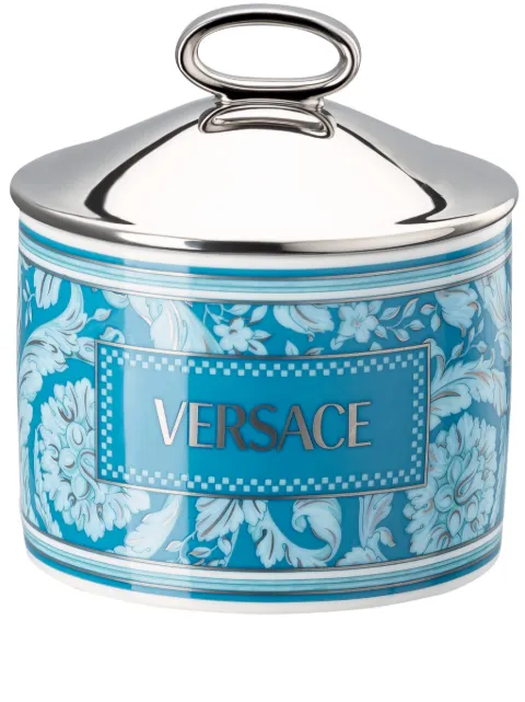 Versace Barocco logo-print candle Blue 81463340376924873