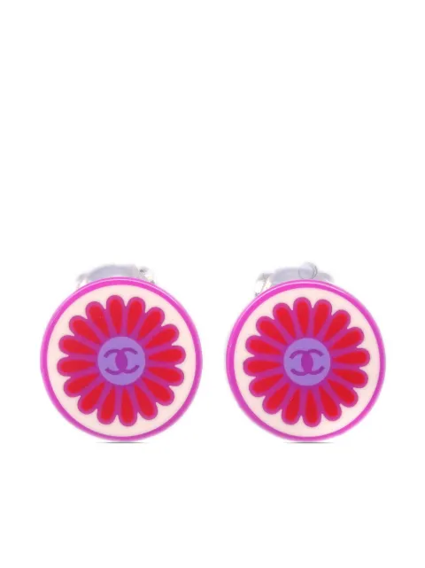 CHANEL Pre-Owned 2004 button clip-on earrings Pink ER04P