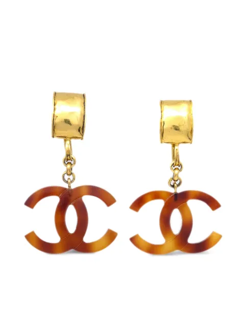 CHANEL Pre-Owned 1994 CC dangle earrings Brown ER94P