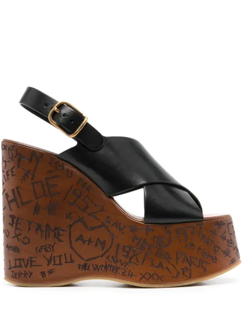 Chloé Maxime wedged sandals Black CHC24A02YLU