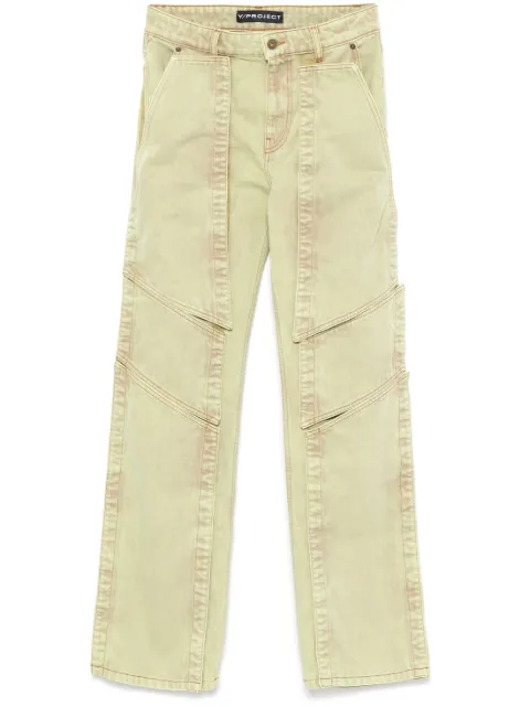 Y/Project panelled straight jeans Green 207PA020