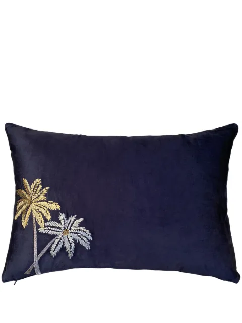 Les-Ottomans 'Palms' velvet cushion Black EBC61