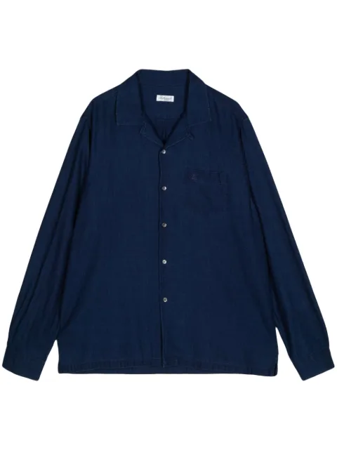 Leathersmith of London logo-embroidered cotton shirt Blue SHIRT005