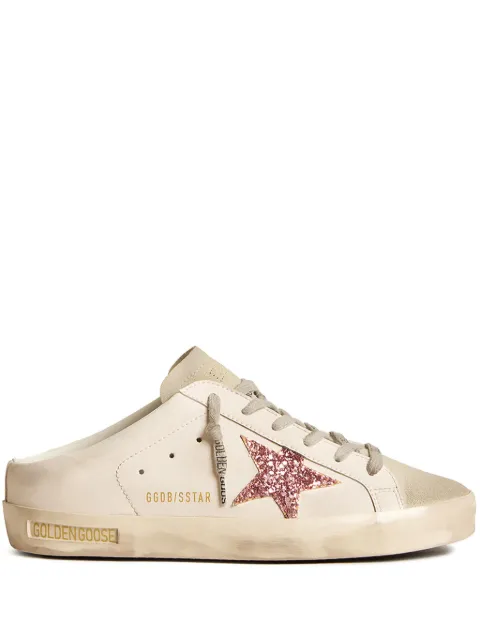 Golden Goose bio-based Super-Star trainers sabot with pink glitter star and suede toe Neutrals GWF00110F005887