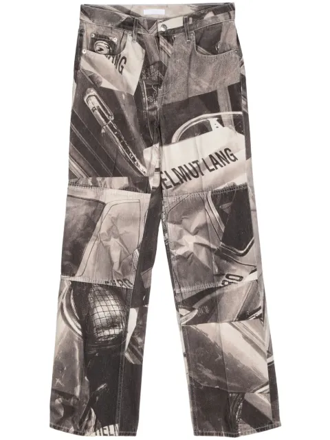Helmut Lang car-print mid-rise straight-leg jeans White O01DM209