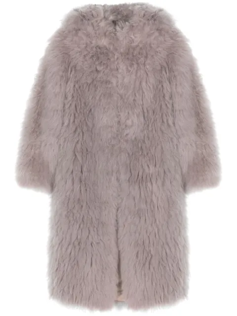 Liska single-breasted shearling coat Grey L429