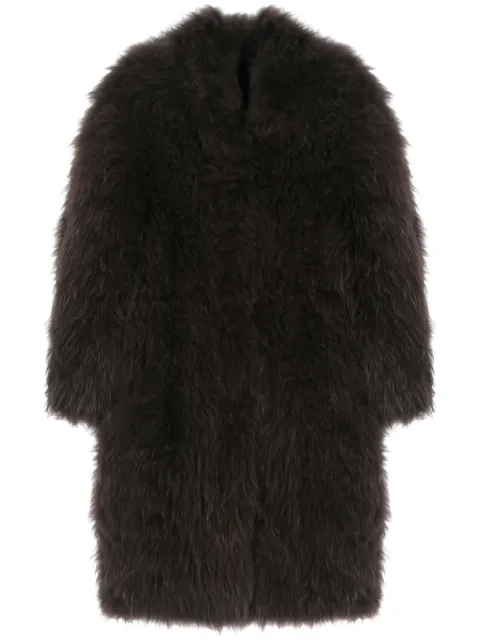 Liska single-breasted shearling coat Brown L412