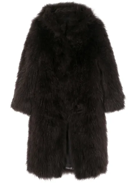 Liska press-stud shearling coat Brown L429