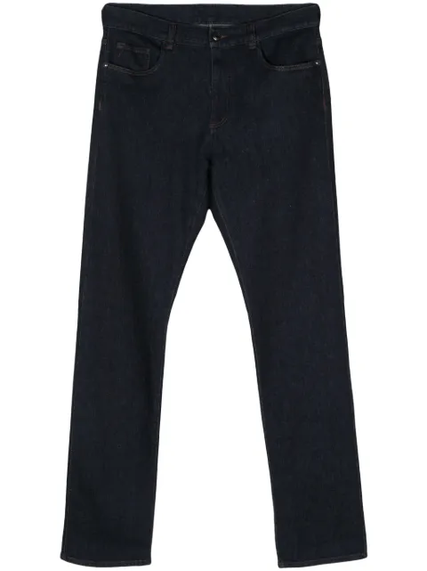 Canali logo-patch straight jeans Blue 91719PX01028