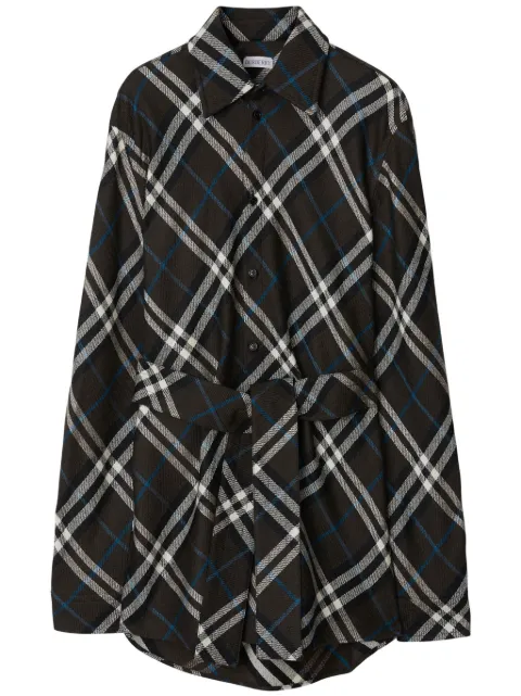 Burberry check-pattern belted shirt Black 8094153