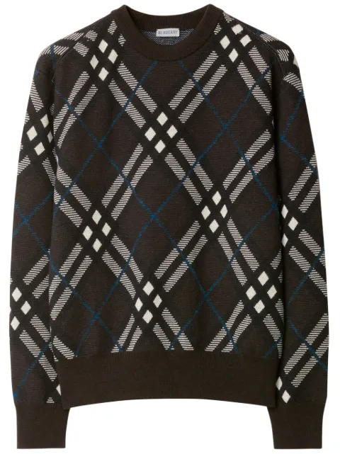 Burberry plaid-check wool-blend sweatshirt Brown 8093499