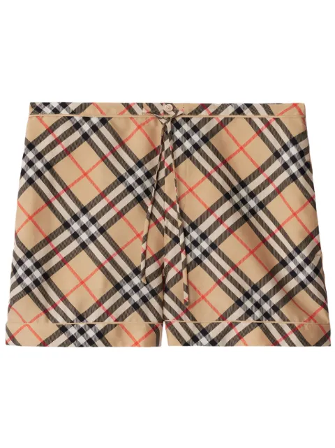 Burberry check-print silk shorts Neutrals 8094546