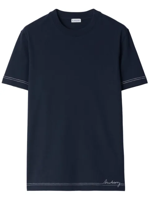 Burberry contrast-stitching cotton T-shirt Blue 8094777