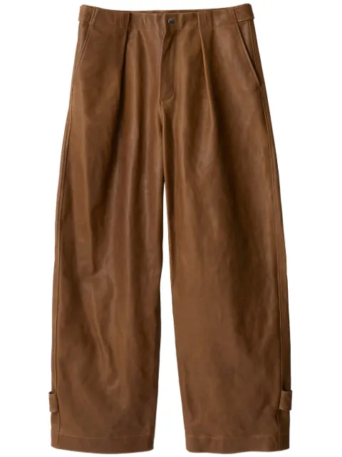 Burberry pleat-detail leather trousers Brown 8095172
