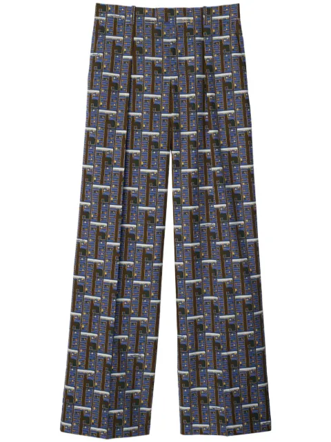 Burberry Bus silk straight-leg trousers Blue 8095365