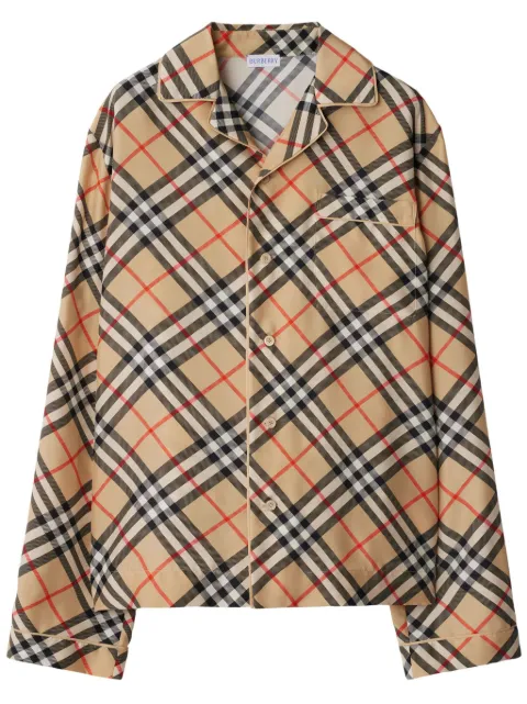 Burberry Vintage Check-print silk pajama top Neutrals 8094535
