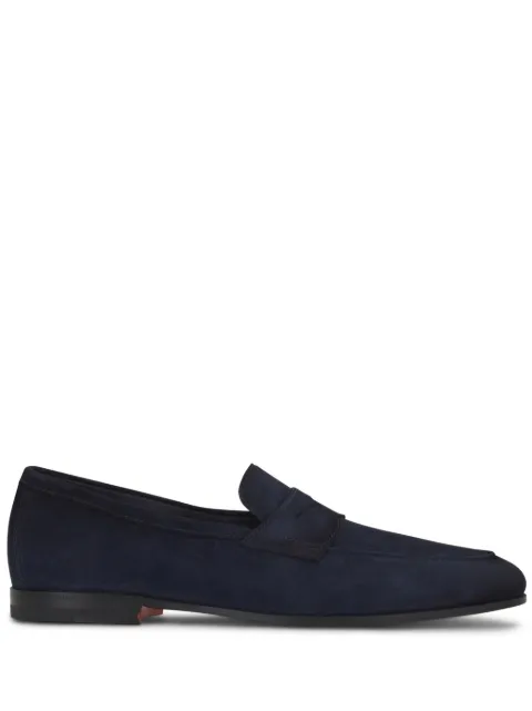 Santoni apron-toe suede penny loafers Blue CARLOSPEAAU60