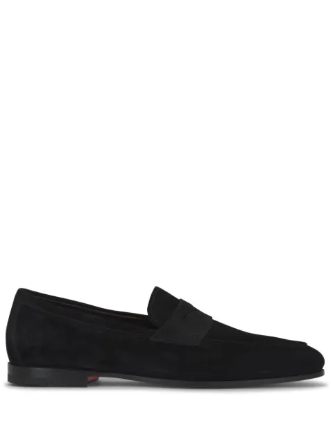 Santoni suede penny loafers Black CARLOSPEAAN01