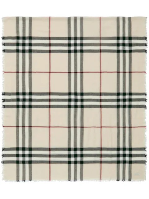 Burberry wide Check wool scarf Neutrals 8090720