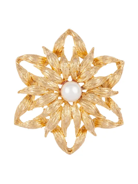 Susan Caplan Vintage 1990s Rediscovered faux-pearl embellished brooch Gold PN024837
