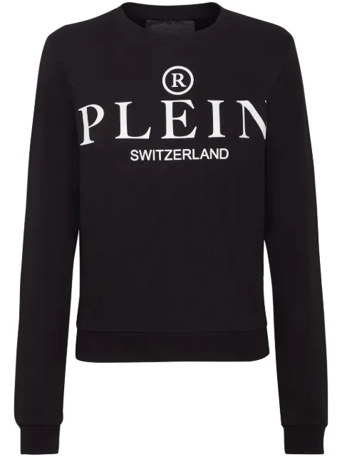 Philipp Plein Iconic Plein round-neck long-sleeve sweatshirt Black UADCWJO1018PJY002N