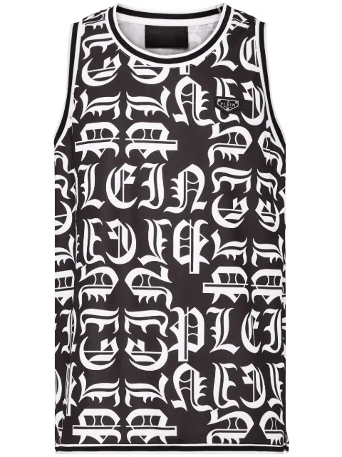 Philipp Plein Gothic Plein jersey tank top Black UADCMTK7984PTE003N