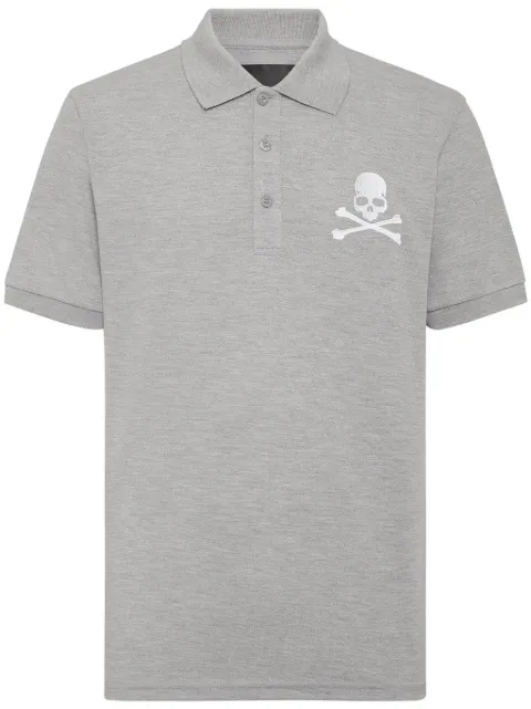 Philipp Plein skull-embroidered cotton polo shirt Grey UADCMTK7983PTE003N
