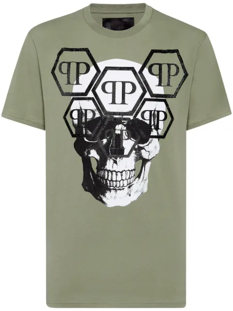 Philipp Plein SS Stones Skull t-shirt Green UADCMTK7976PJY002N