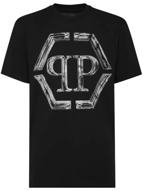 Philipp Plein SS Strass Hexagon T-shirt Black UADCMTK7967PJY002N