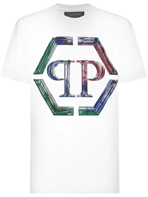 Philipp Plein SS Strass Hexagon T-shirt White UADCMTK7967PJY002N