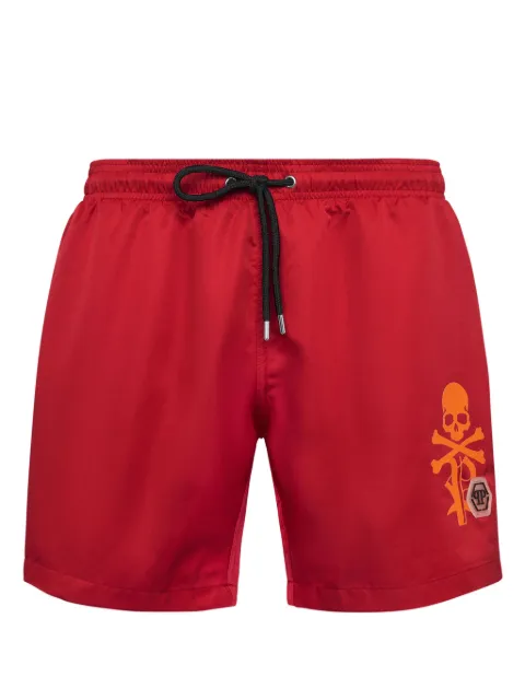 Philipp Plein logo-print swim shorts Red UADCMMX0193PNY002N