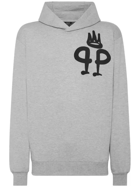Philipp Plein logo-print hoodie Grey UADCMJB3565PJY002N