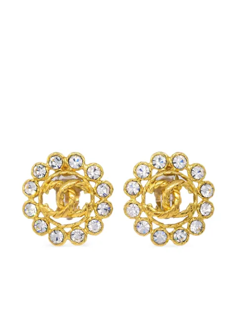 CHANEL Pre-Owned 1994 CC rhinestone-embellished clip-on earrings Gold ER29