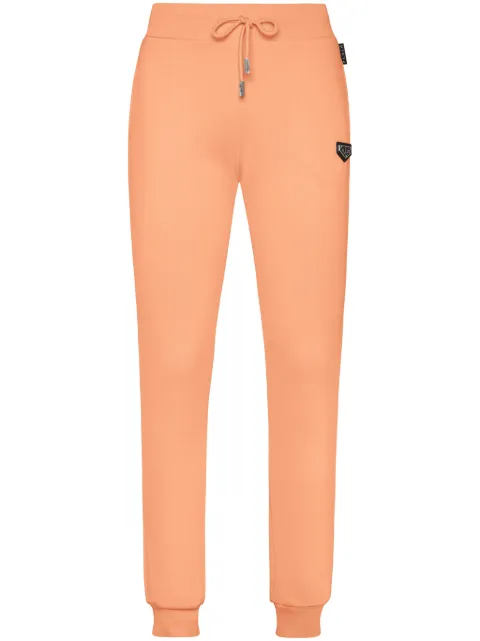 Philipp Plein logo-plaque cotton track pants Orange UADCWJT2020PTE003N