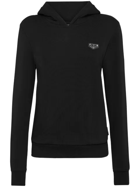 Philipp Plein logo-plaque hoodie Black UADCWJB1808PTE003N