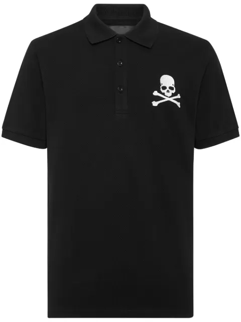 Philipp Plein skull-embroidered cotton polo shirt Black UADCMTK7983PTE003N