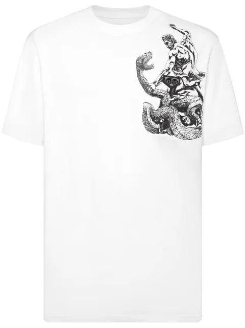 Philipp Plein Tattoo-print cotton T-shirt White UADCMTK7969PJY002N