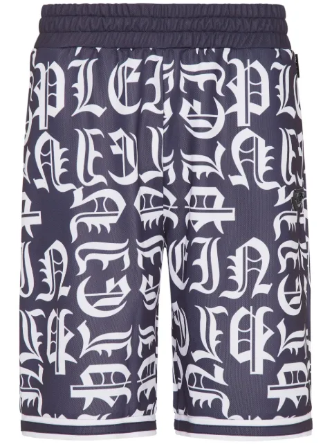Philipp Plein all-over logo-print shorts Blue UADCMJT2465PTE003N