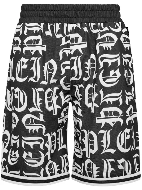 Philipp Plein logo-print shorts Black UADCMJT2465PTE003N