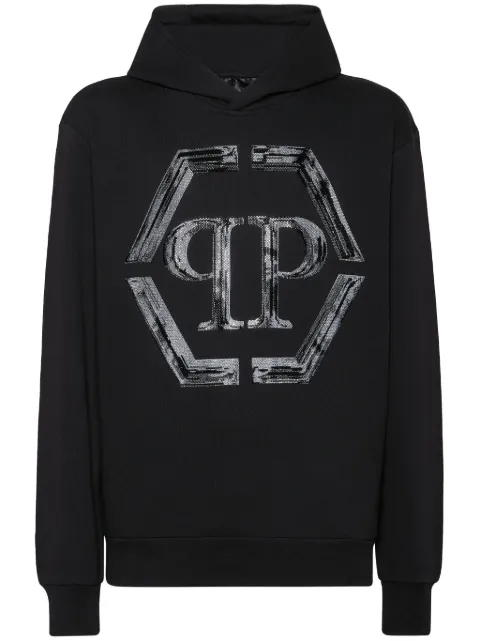 Philipp Plein Strass Hexagon hoodie Black UADCMJB3564PJY002N