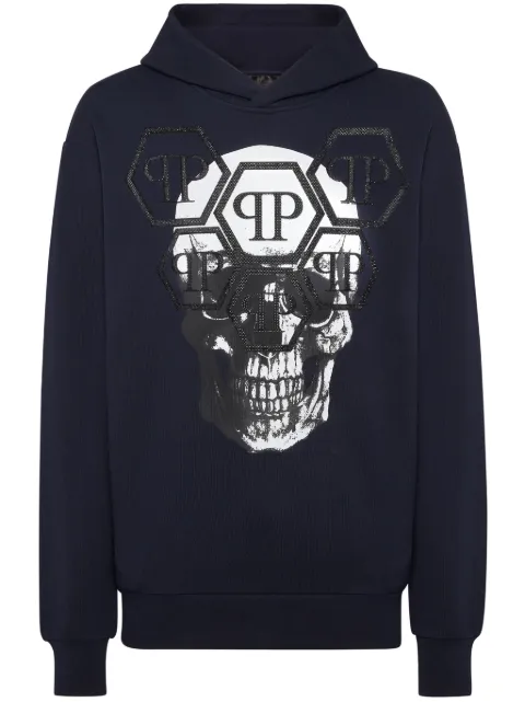 Philipp Plein Skull long-sleeve hoodie Blue UADCMJB3563PJY002N