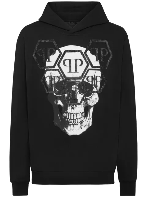 Philipp Plein skull-print cotton hoodie Black UADCMJB3563PJY002N